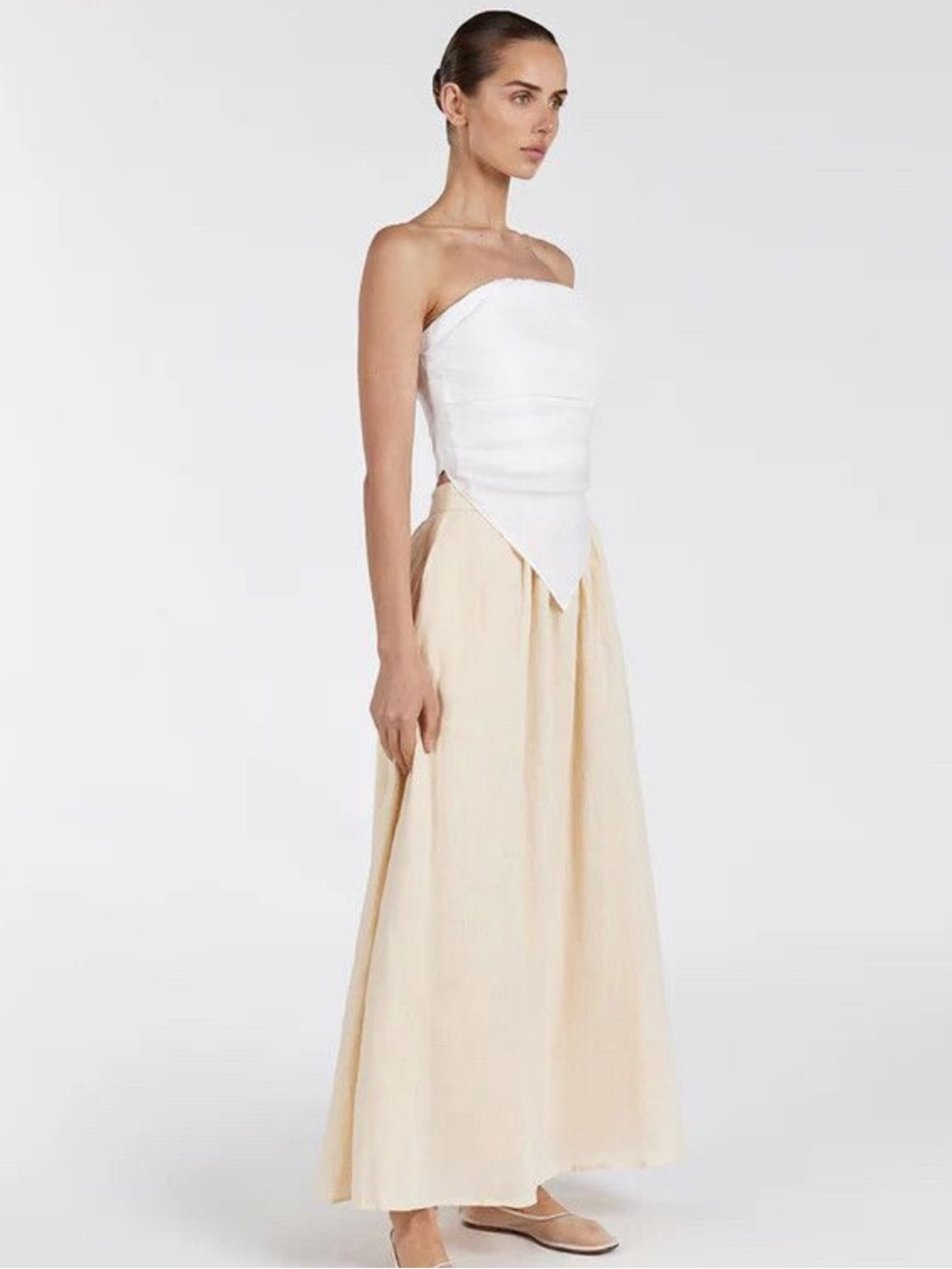 DISSH GEMIMA LEMON LINEN MIDI SKIRT - Picture 2 of 5